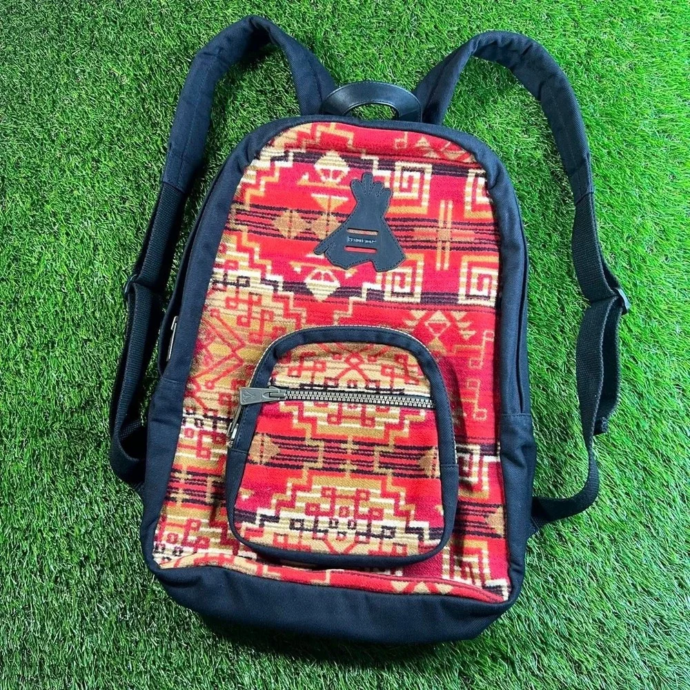 Pendleton Wool Backpack Red Southwestern Tribal Print Daypack Laptop Book Bag